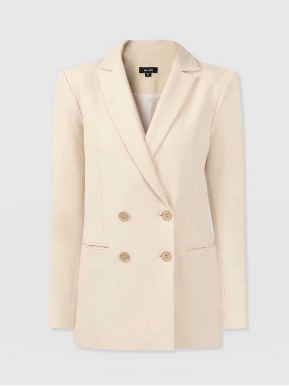 Double-Breasted Cream Blazer Jacket - Unbranded